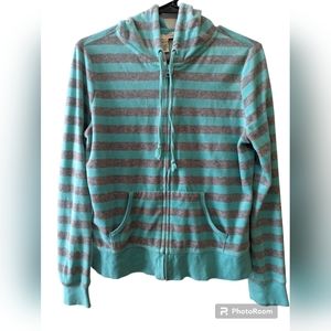 JJ Authentic Striped Hoodie Green and Gray Size L